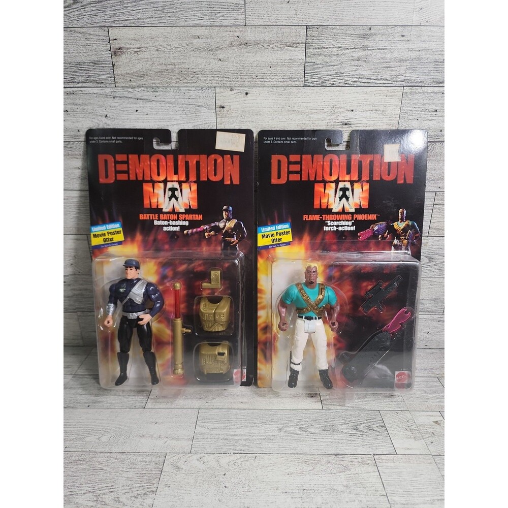 NEW 1993 Demolition Man 2 Figure Lot Phoenix & Spartan Wesley Snipes Stallone